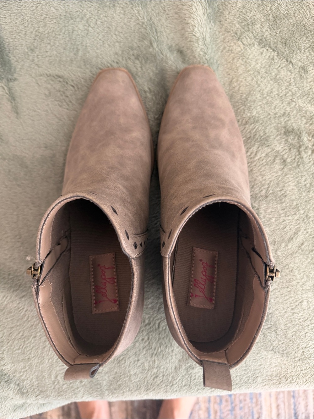 Jellypop Dusty Taupe Faux Suede Ankle Booties with Side Zip - Picture 2 of 4